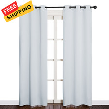 NICETOWN Room Darkening Curtain Panels 34"W x 84"L Pack of 2 , Greyish White