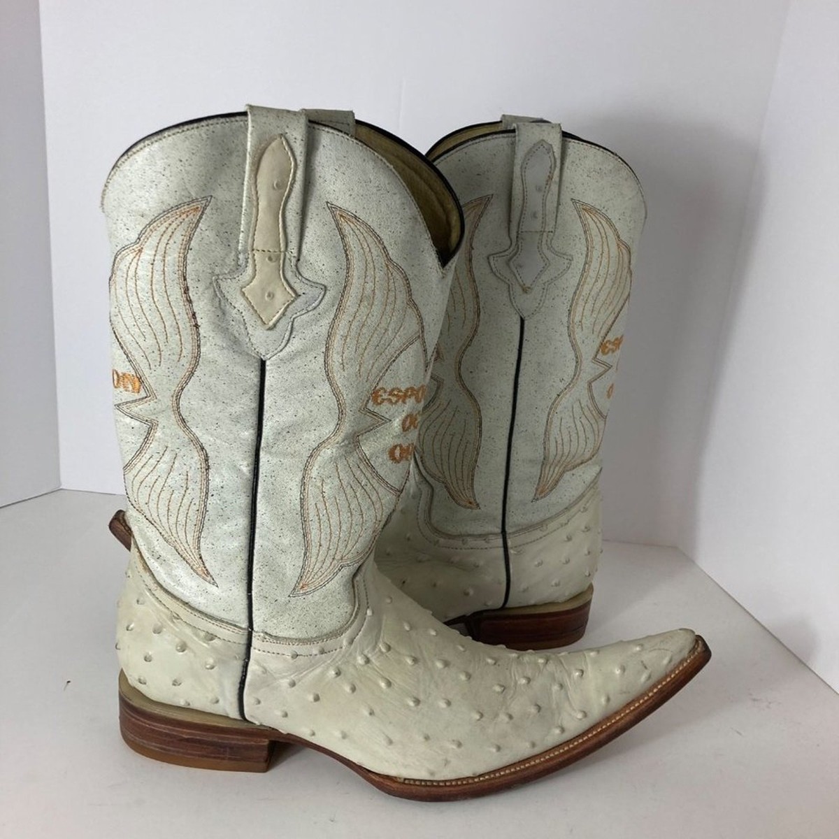 ESPOLON De Oro Orangish Western Ostrich Cowboy Boots Size 7 R. WATSON MEN main image 2