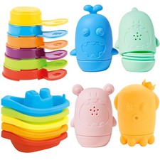 Baby Bath Toys for Toddlers, 15 PCS Mold Free Bathtub Water Play Toys with Ra...
