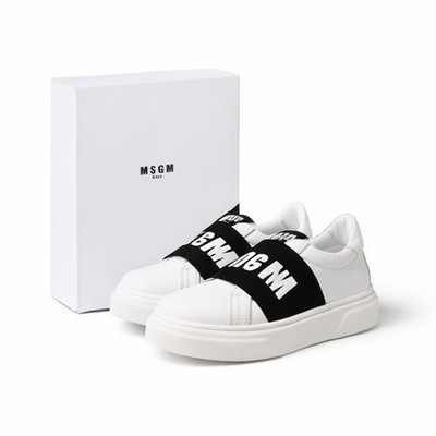 MSGM Kids Leather Logo-Strap Slip-On Trainers Sneakers Size EU 29 US 12