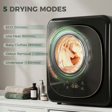 Sèche-linge compact 4 kg 800 W avec écran tactile, tambour inox, noir