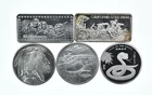 Lot 5 VINTAGE 1 Oz Silver Bars/Rounds Art Bars Collection Poured .999 *449