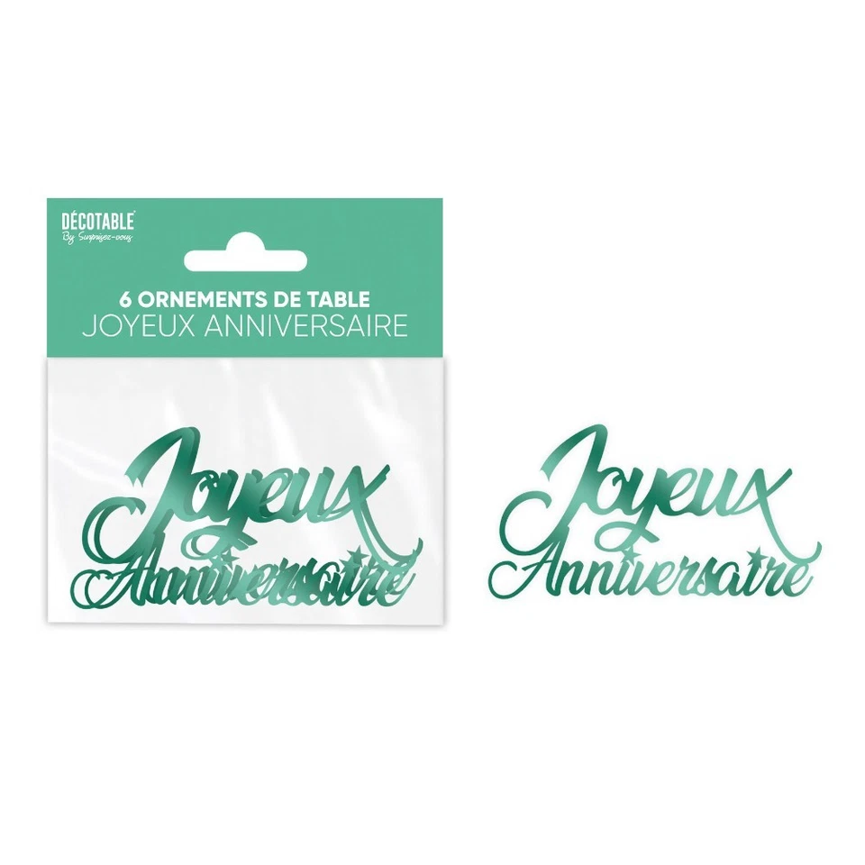 6 CONFETTIS ANNIVERSAIRE 13.5X4CM VERT - Photo 1/1