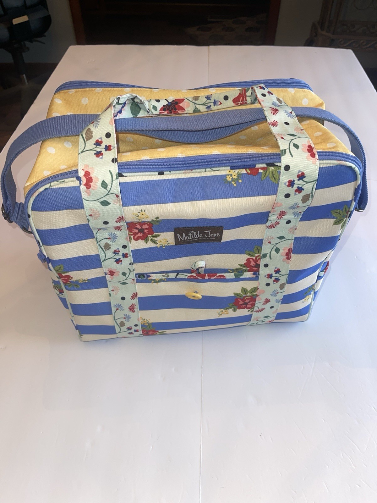 Matilda Jane Baby Diaper Bag Striped Floral Polka Dot Pink Lined Shoulder Bag