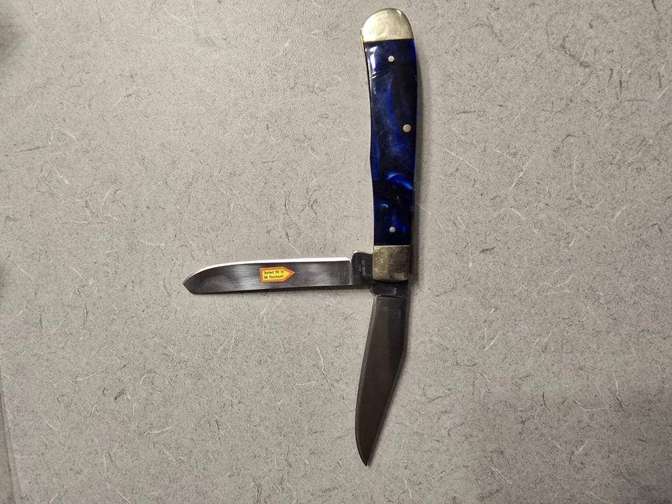 Navaja de Bolsillo Steel Warrior Trapper 4-1/4" Cerrada - Mango de Abulón Azul Foto 4 de 4