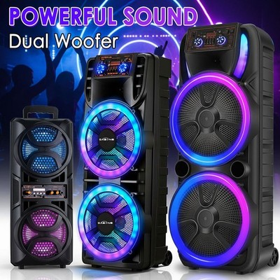 Portable Bluetooth Party Speaker Sub Woofer Deep Bass Sound System & Mic lot