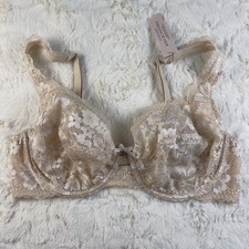 Victoria's Secret Body by Victoria Beige Floral Lace Unlined Demi Bra 34DD NWT