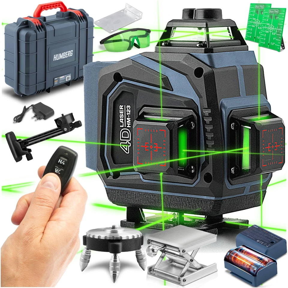 HUMBERG 4D 360° 16 Line Kreuzlinienlaser Laser Wasserwaage mit Koffer