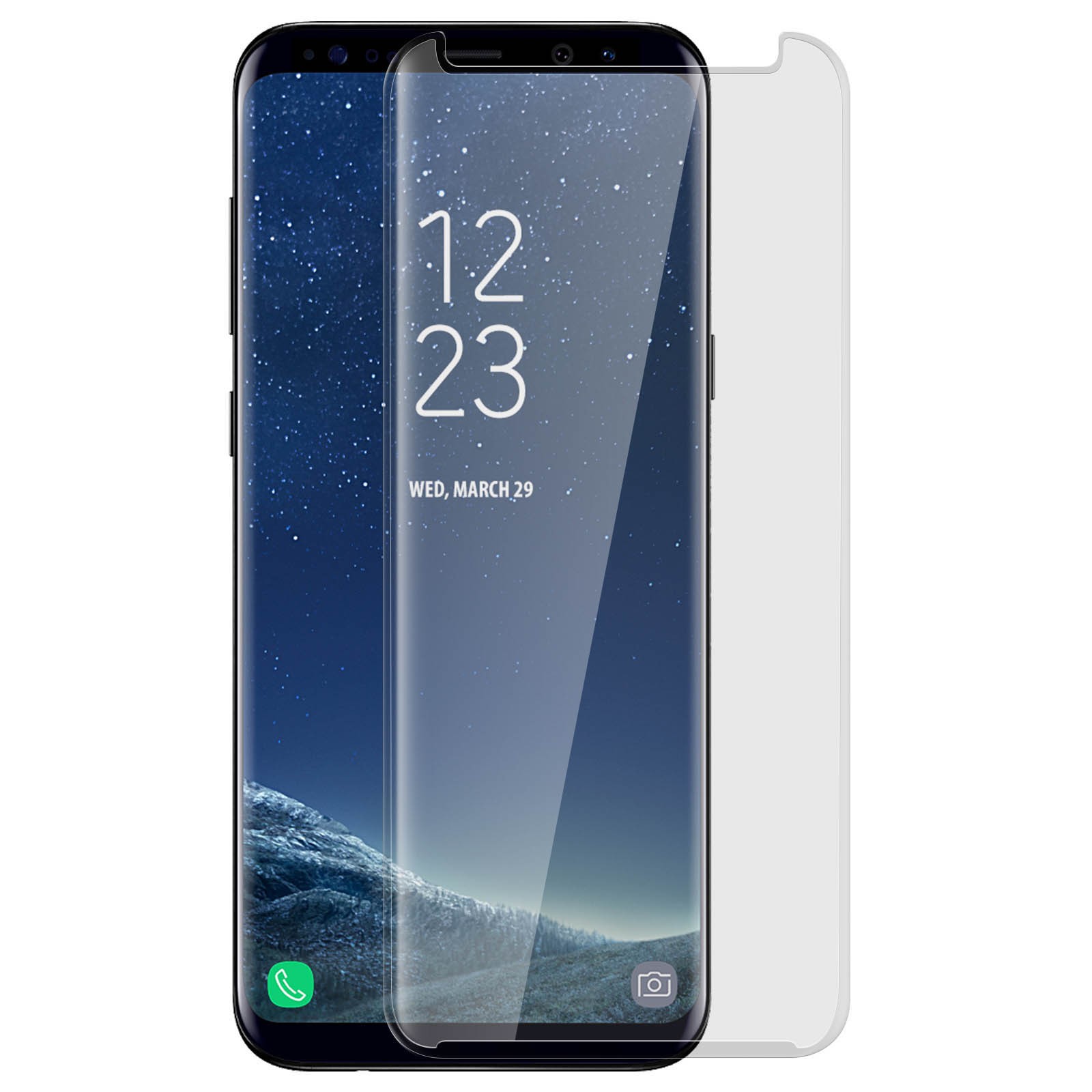 Verre trempé Galaxy S8 protecteur incurvé 9H pour vos photos en extérieur