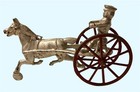 Cast Iron Horse Drawn Sulky and Driver 8+” Racing C. 1910 Antique