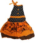 Pier 1 Imports Halloween Polka Dot Spider Web Hostess Apron Black & Orange 