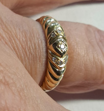 Ring Gold 750 Gelbgold modern mit 7 kleinen Diamanten Gr. 60 / 19,1 mm