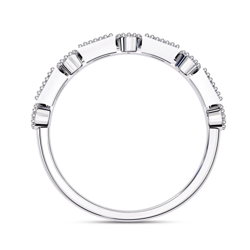 0.33 Ctw Lab Grown Diamond Milgrain Eternity Band Ring 925 Or 10K Gold - Image 4 of 4