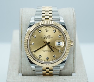 Rolex 126333 DATEJUST 41 YELLOW GOLD STEEL CHAMPAGNE DIAMOND DIAL 2024 FULL SET