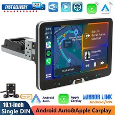 10" 1 Din Car Stereo with CarPlay and Android Auto, Rotatable Touch Screen Radio