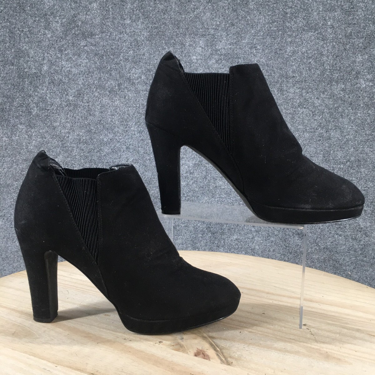 Impo Stretch Boots Womens 10 M Outride Ankle Booties Heels Black Fabric  Pull On