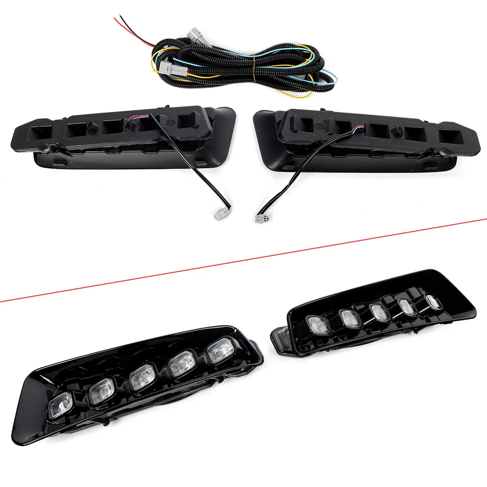Pair For Ford F150 F-150 Raptor Style Bumper LED DRL Fog Lights Turn Signal Lamp - Image 3 of 4