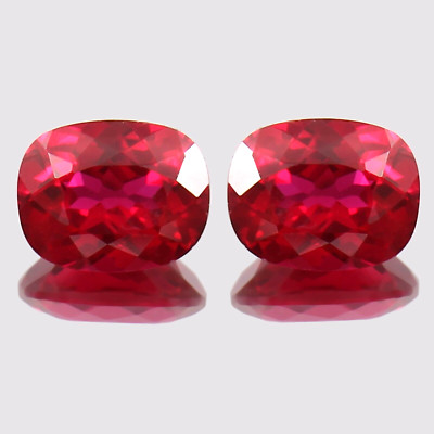 AAA Natural Flawless Mozambique Ruby Cushion Loose Gemstone Cut Pair 12x8 MM