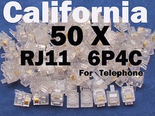 50 X pcs RJ11 Plug 6P4C Phone Modular Telephone Cord Connector Adapter Crimp CAT