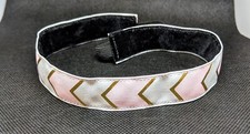 Pink White Gold Chevron Non Slip Headband - Free Shipping