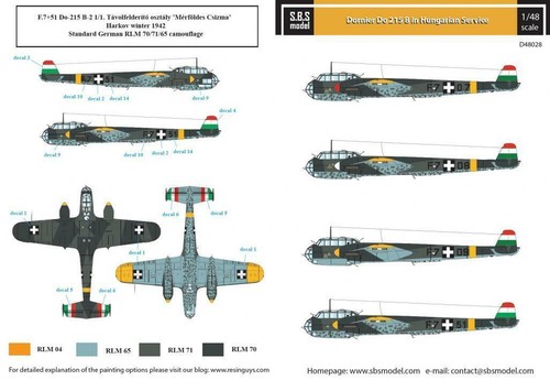 SBS Model D48028 1/48 Dornier Do215B in Hungarian Service - Picture 2 of 4