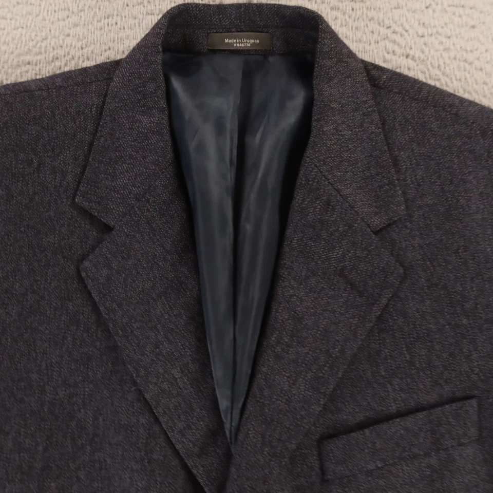 Jaqueta Oleg Cassini M Azul Cinza Marled Lã Cashmere Sarja 43R - Imagem 2 de 4