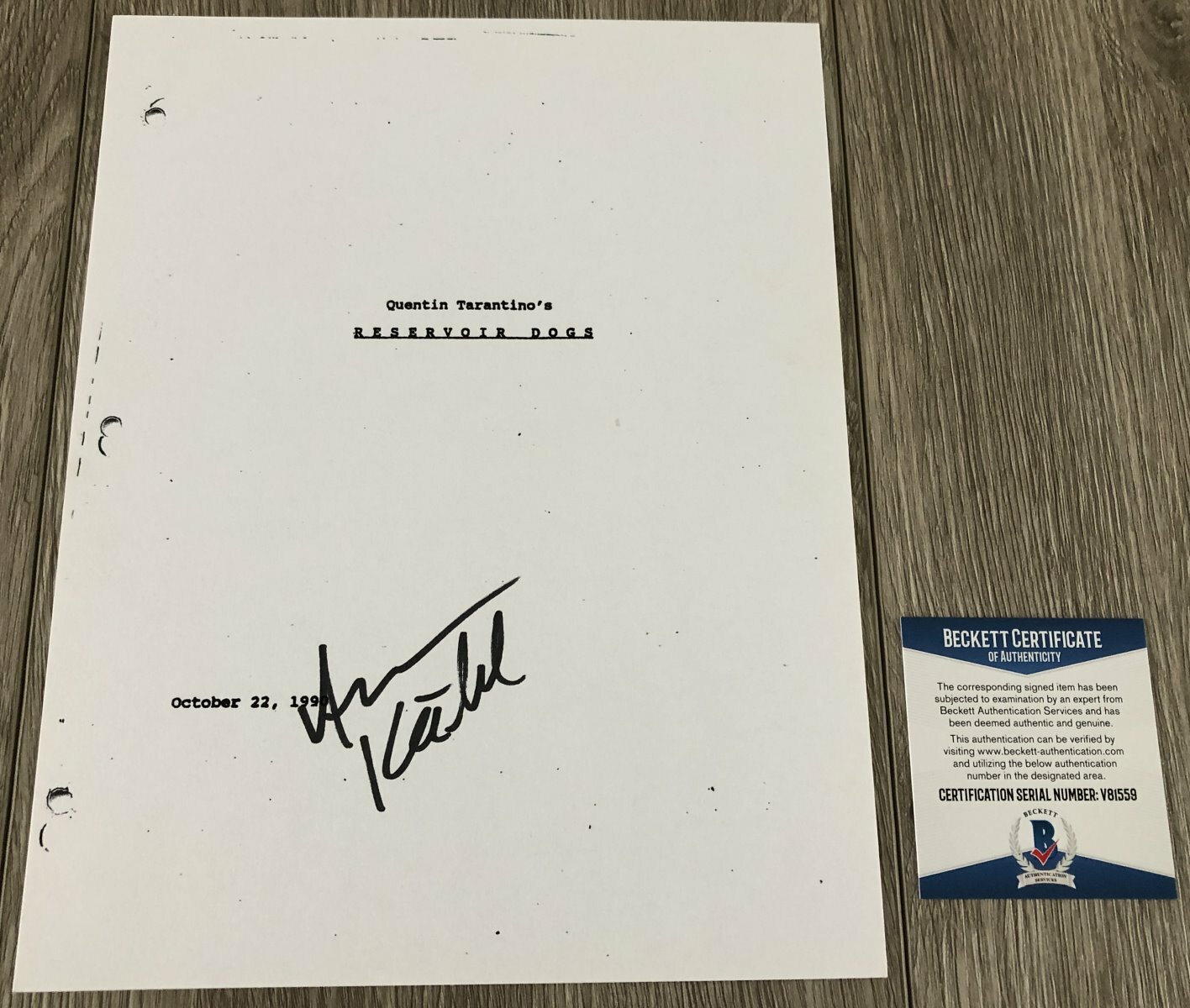 HARVEY KEITEL SIGNED RESERVOIR DOGS FULL 103 PAGE SCRIPT w/PROOF BECKETT BAS COA