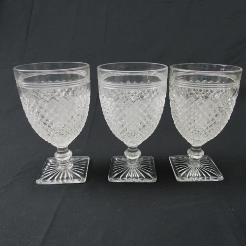 Miss America Wine Goblets 3 diamond depression glass 5 oz vintage 1930s
