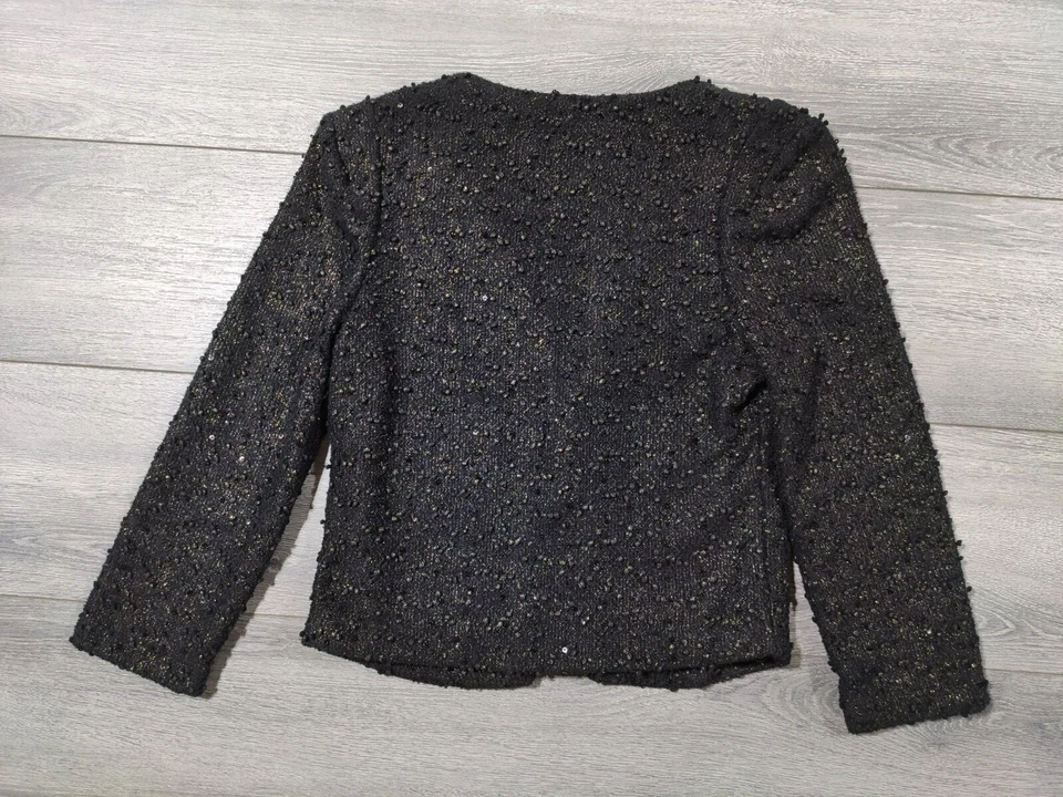 DOUBLE ZERO Blazer Jacket Adult Medium? Black Gold Shiny Metallic Open Womens - Image 2 of 4