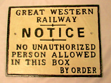 GREAT WESTERN RAILWAY ~ Cast Iron Railroad Sign