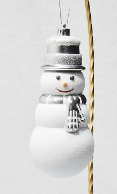 Charming Snowman Foam Ornament Glitter Top Hat Silver Scarf