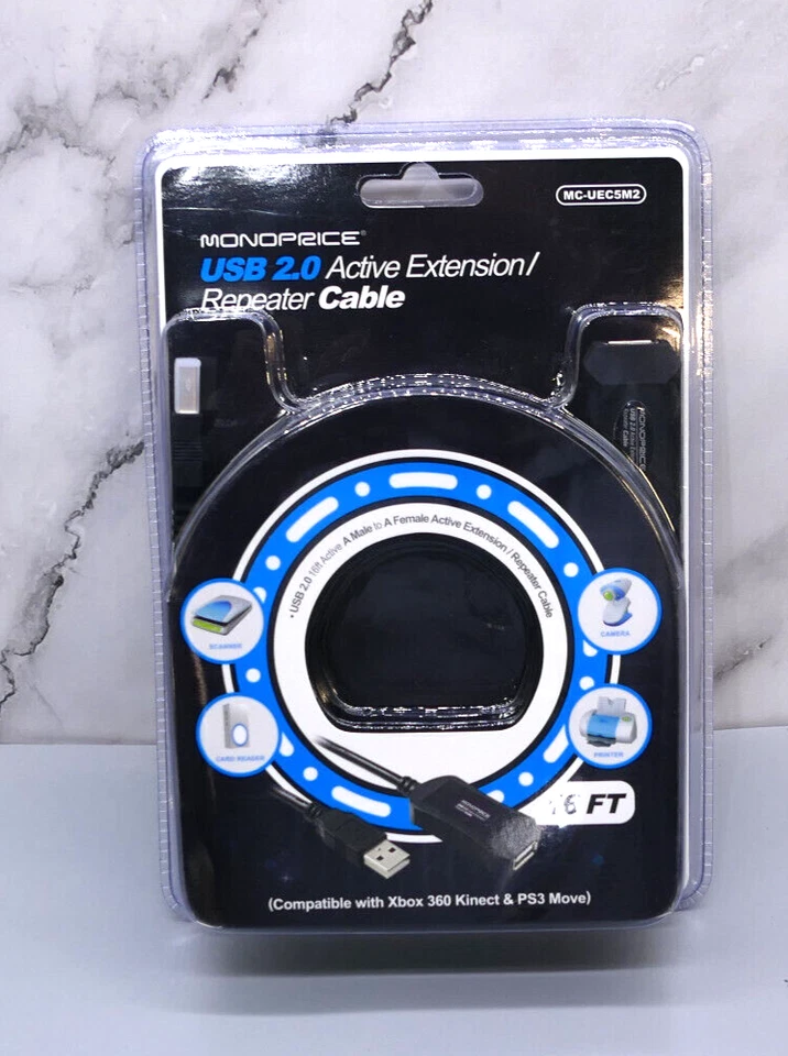 Monoprice 16ft 5M USB 2.0 A Male to A Female Active Extension/Repeater Cable - Image 2 of 4