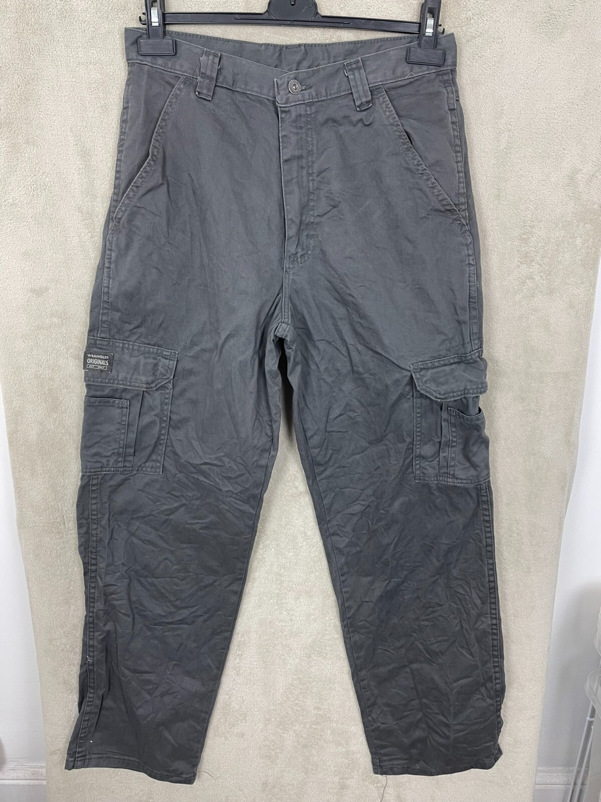 Men's Wrangler Cargo Trousers Size W30 L32 Grey Straight Regular Khaki Utility