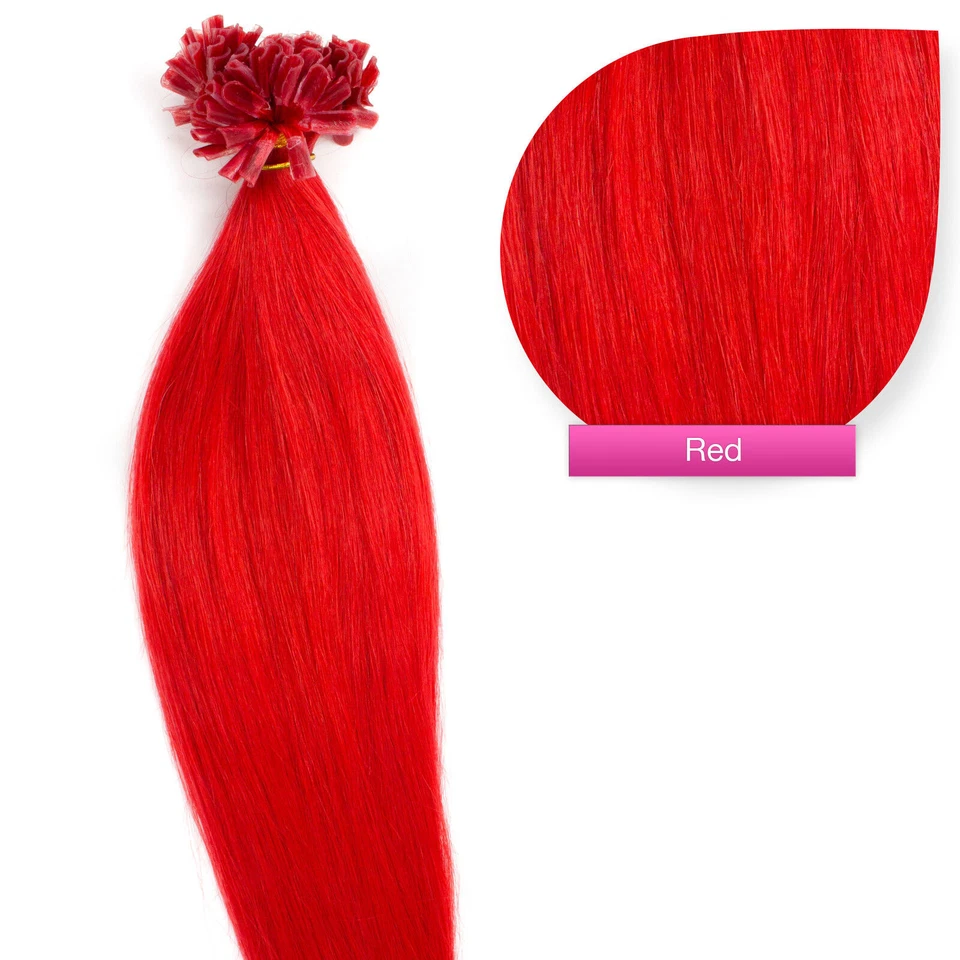 Keratin Bonding #red rot Hair Extensions 100% Echthaar Haarverlängerung