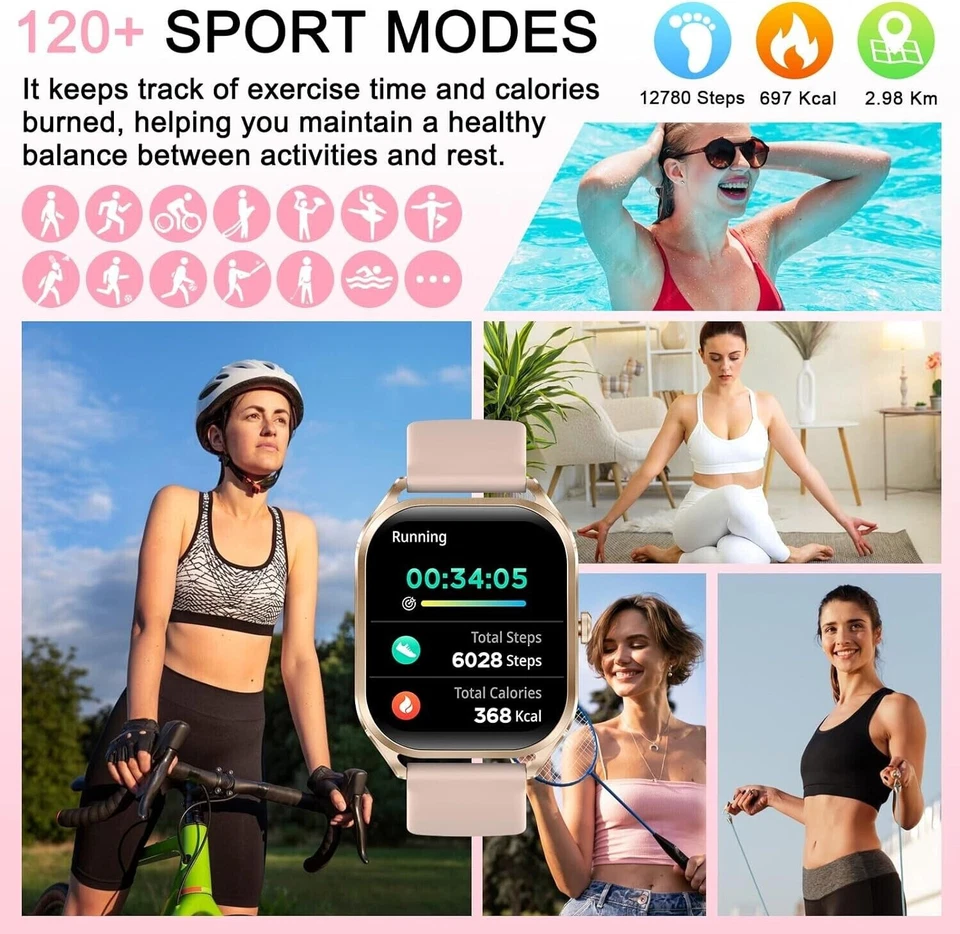 Smartwatch Damen Telefonfunktion Armbanduhr Watch für iPhone Samsung Huawei Tab - Bild 4 von 4