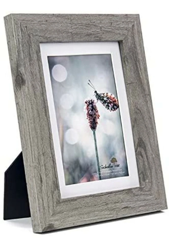 Set of 3 Picture Frames Rustic Gray Wooden 5x7 Frame With Mat - Image 2 of 4