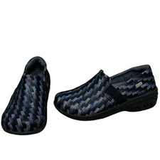 Therafit Annie Blue Diamond Leather Slip Resistant Slip On Clog Size 38