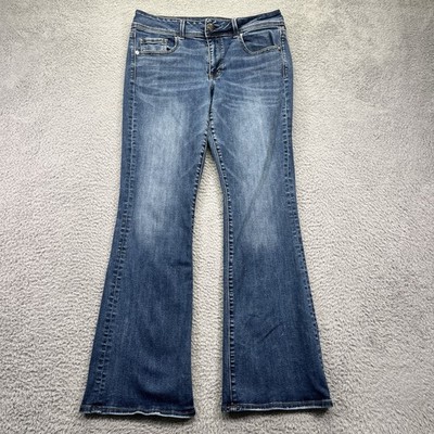 American Eagle Kick Boot Jeans Womens 12 Regular Blue Stretch Medium Wash Denim