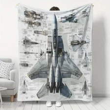 Soft Blanket Fighter Jet Print Flannel Throw Blanket - 150*200cm Throw Blanket