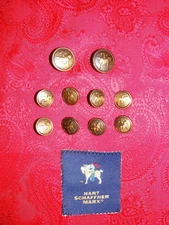 HART SCHAFFNER MARX REPLACEMENT BRONZE KNIGHT HORSE TRUMPETER BLAZER BUTTON SET