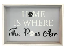 Wood Tray Sign Home Paws Cats Dogs Shelf Desk Home Decor Pet Supplies