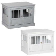 PawHut Wooden Dog Crate Furniture Indoor Pet Cage W/ Magnetic Doors