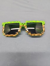 Crush Retro Minecraft Pixelated Sunglasses Green/ Brown