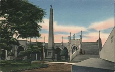 French Plaza,Sea Wall Obelisk,Panama City Tichnor Chrome Vintage Postcard