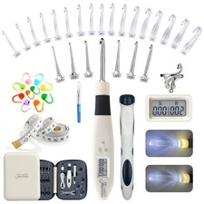 24 in 1 Light Up Crochet Hook Set,Lighted Crochet Hooks with Counter,Counting...
