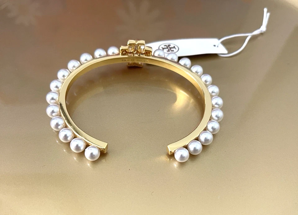 Tory Burch Jewelry Gold + White Pearl Bracelet Cuff Style New w Tag - Image 3 of 4