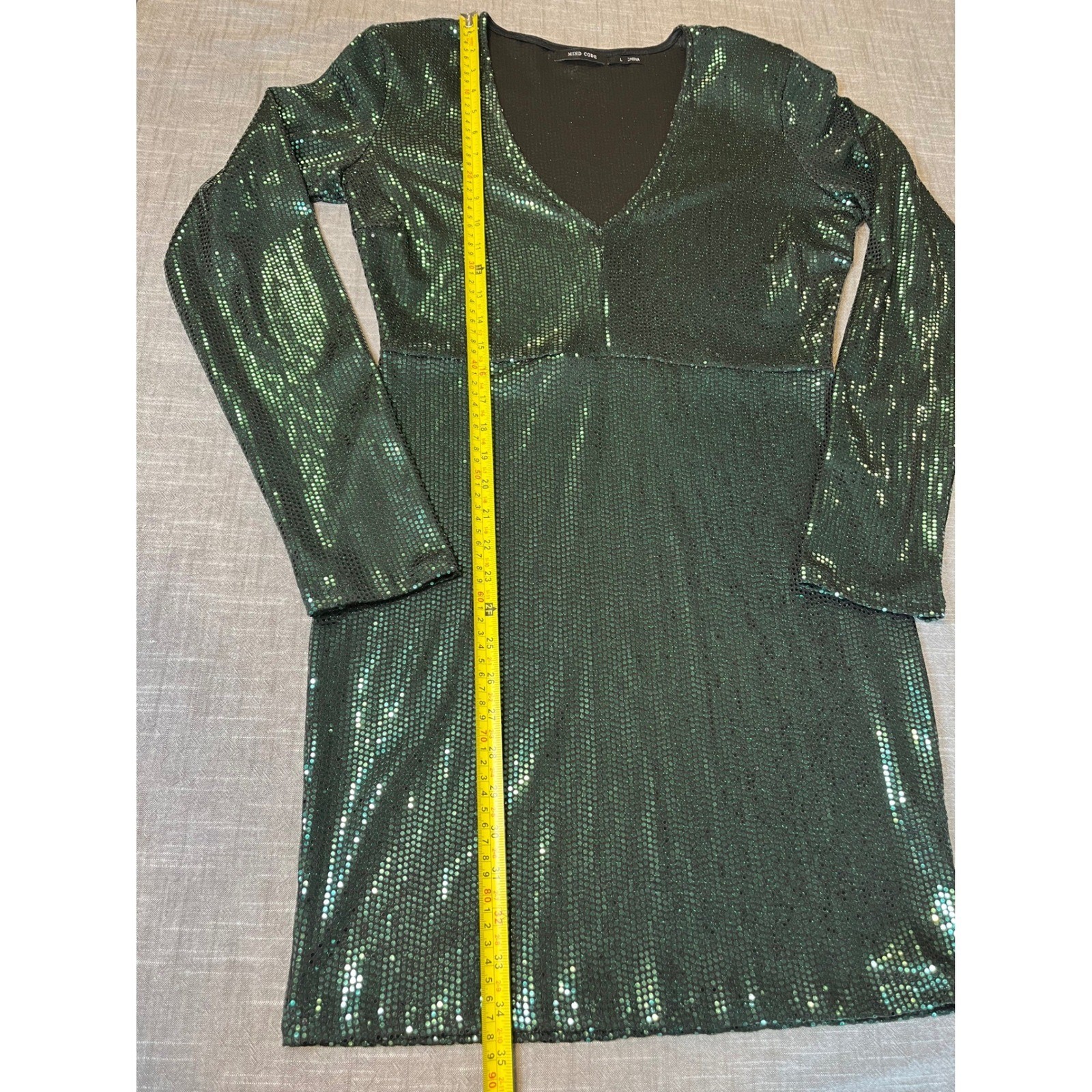 Mind Code Emerald Green Sequin V-Neck Long Sleeve… - image 4