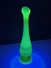 Fenton Vaseline Topaz Opalescent Uranium Glass Thumbprint Swung Vase