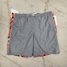 Nike Swim Breaker Volley Shorts Men's Large 9" Gray Patterned Inset Performance