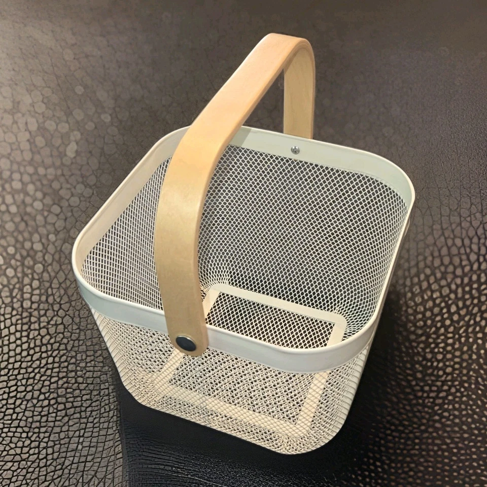 IKEA RISATORP Cesta de Alambre Blanco • Despensa/Fruta/Toallas/Juguetes Almacenamiento Decoración 10" NUEVO Foto 2 de 4